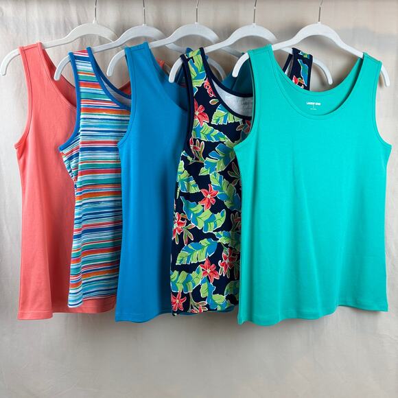 Lands' End Size Small Cotton Tank Top Bundle - Colorful Solid Floral Stripe - Picture 1 of 9